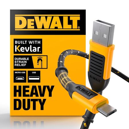DeWalt Micro to USB Cable 6 ft. Black/Yellow
