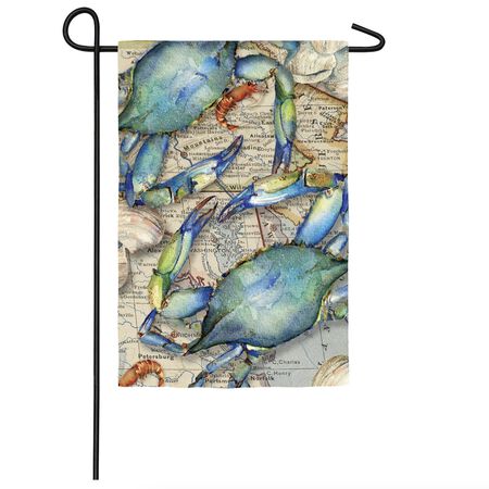 Evergreen Crab Map Garden Flag