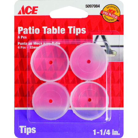 Ace Plastic Patio Table Tips Clear Round 1-1/4 in. W 4 pk