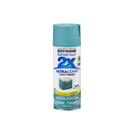 Rust-Oleum Painter's Touch 2X Ultra Cover Satin Vintage Teal Paint+Primer Spray Paint 12 oz