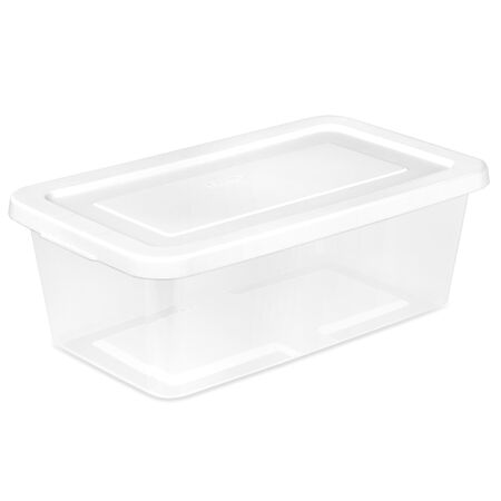 Sterilite 6 qt Clear Storage Box 4.875 in. H X 8.25 in. W X 13.625 in. D Stackable