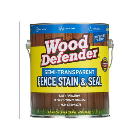 Wood Defender Semi-Transparent Fence Stain Black Stain & Seal  Exterior Fence Protection 1Gallon