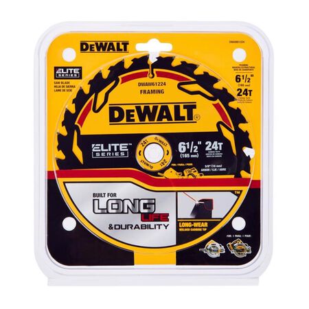 DEWALT Elite Series 6-1/2 in. D X 5/8 in. Carbide Circular Saw Blade 24 teeth 1 pk