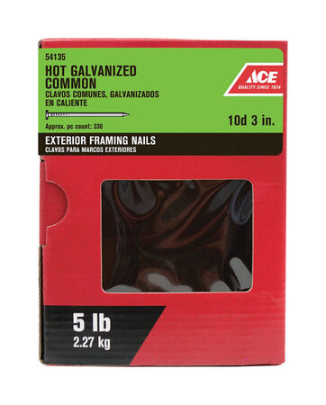 Grip-Rite 10D 3 in. Common Hot-Dipped Galvanized Steel Nail Flat Head 5 lb 308 pk