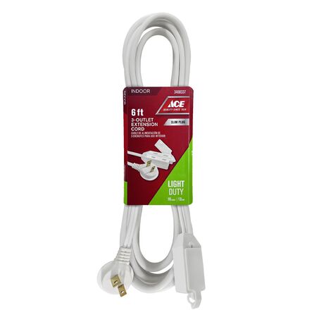 Ace Indoor 6 ft. L White Extension Cord 16/2 SPT-2