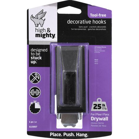 High & Mighty 3.5 in. L Oil Rubbed Bronze Brown Steel Decorative Hooks 25 lb. cap. 1 pk