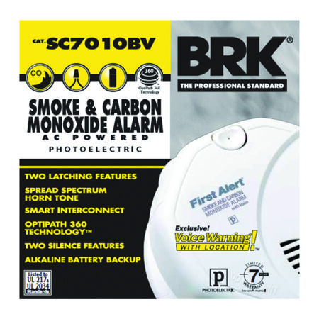 Brk Hard-Wired with Battery Back-Up Electrochemical/Photoelectric Smoke And Carbon Monoxide Detector