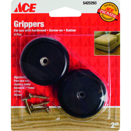 Ace Plastic Heavy Duty Anti-Skid Pad Black Round 2 in. W 4 pk