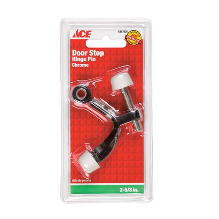 Ace 2-5/8 in. W Metal Chrome Silver Hinge Pin Door Stop Mounts to door and wall 0 in.