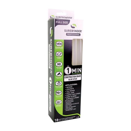 Surebonder.41 in. D X 10 in. L 1 Minute 1 Minute Construction Grade Glue Sticks Clear 18 pk