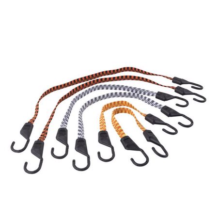 Keeper Assorted Flat Bungee Cord 18 in. L X.0787 in. 6 pk