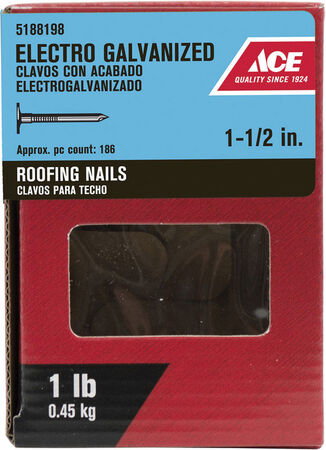 Grip-Rite 1-1/2 in. Roofing Electro-Galvanized Steel Nail Flat Head 1 lb 186 pk