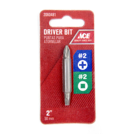 Ace Phillips/Square PH #2/SQ#2 in. X 2 in. L Double-Ended Screwdriver Bit S2 Tool Steel 1 pc