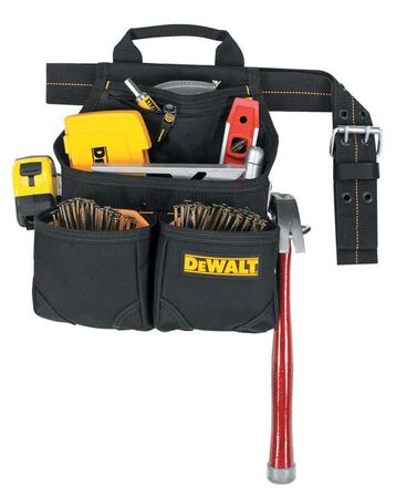 DeWalt 5.5in. W x 15.25in. H Ballistic Polyester Nail And Tool Pocket Apron 6 Pocket Black/Yellow