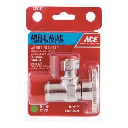 Ace 3/8 in. Sweat X 1/2 in. Compression Brass Angle Stop Valve