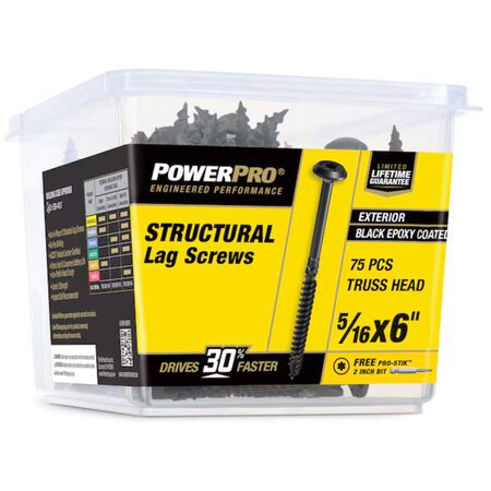 Power Pro 5/16-in x 6-in Epoxy Exterior Structural wood screws 75 Pieces