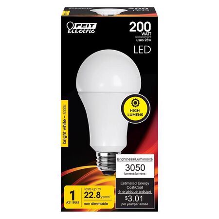 Feit A21 E26 (Medium) LED Bulb Bright White 200 Watt Equivalence 1 pk