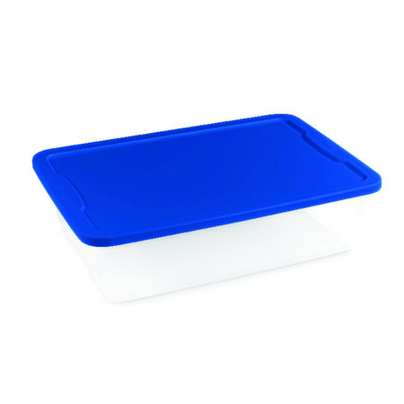 Homz snaplock 28 qt Blue/Clear Storage Tote 6 in. H X 23.5 in. W X 16.2 in. D Stackable