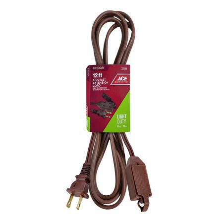 Ace Indoor 12 ft. L Brown Extension Cord 16/2 SPT-2