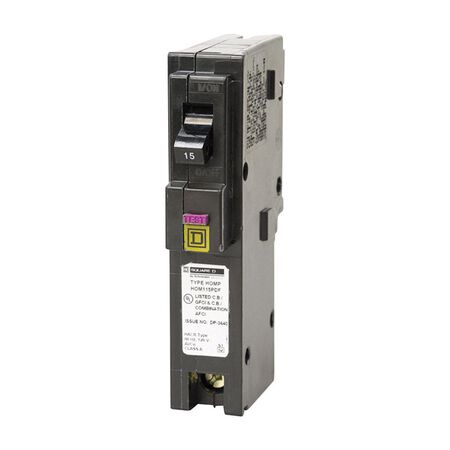 Square D HomeLine 15 amps Arc Fault/Ground Fault Single Pole Circuit Breaker