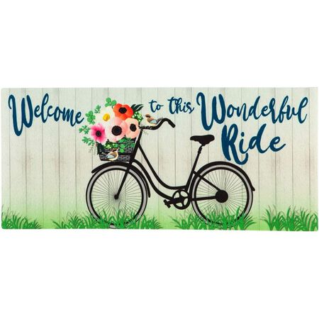 Evergreen Sassafras Switch Mat - Wonderful Ride, Interchangeable Outdoor and Indoor Safe Durable Mat with Recycled Rubber Backing, Size - 10 in. x 22 in.