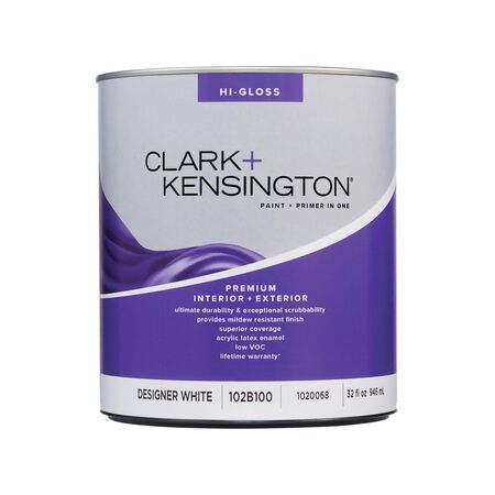 Clark+Kensington High-Gloss Designer White Premium Paint Exterior and Interior 1 qt
