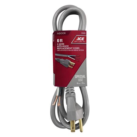 Ace 16/3 SJT 125 V 6 ft. L Appliance Cord