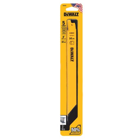 DEWALT 8 in. Bi-Metal Reciprocating Saw Blade 14 TPI 5 pk
