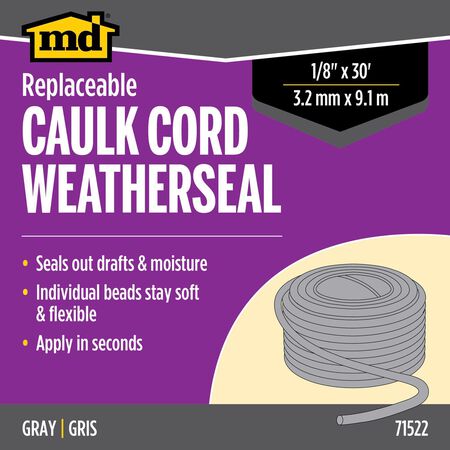 M-D Building Products Gray Synthetic Fiber Caulking Cord For Doors and Windows 360 in. L X 0.13 in.