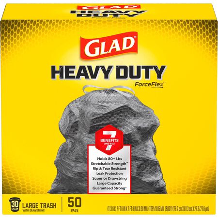 Glad ForceFlex 30 gal No Scent Trash Bags Drawstring 50 pk