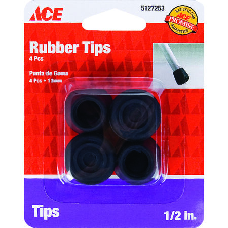 Ace Rubber Leg Tip Black Round 1/2 in. W 4 pk