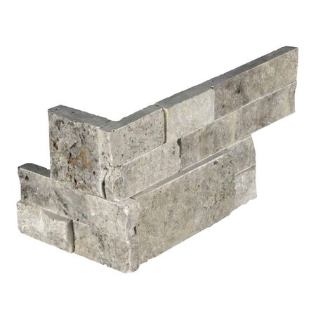 Silver Travertine Corner " L" Panel 6x18