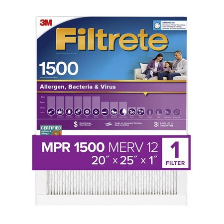 Filtrete 20 in. W X 25 in. H X 1 in. 1500 MPR Pleated Allergen Air Filter 1 pk