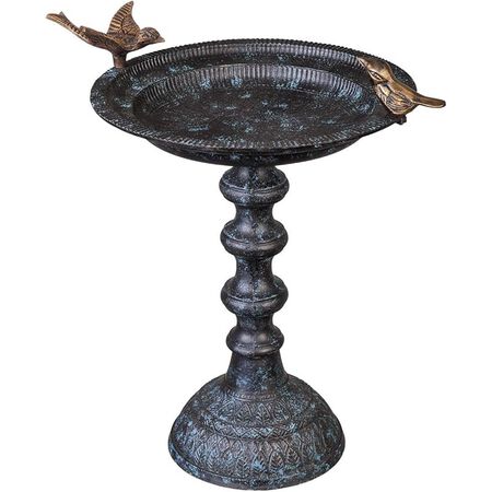 Evergreen Garden Evergreen Hummingbird Bird Baths for Outdoors Heavy Duty | Metal Bird Bath Bowl with Stand | Ground Standing Bird Bath and Feeder for Garden Yard Deck