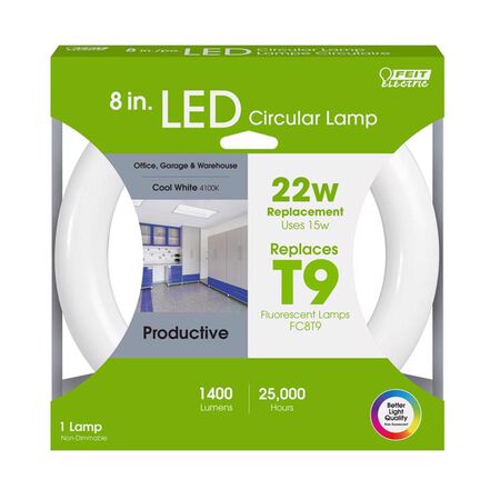 Feit Plug & Play T9 Cool White 8 in. G10Q Circular LED Bulb 22 Watt Equivalence 1 pk