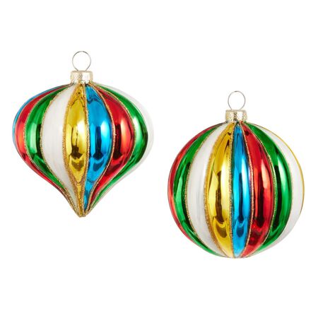 Raz 3 in. Multicolor Stripe Ornament