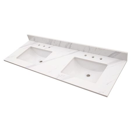 MSI Calacatta Lumas Vanity Top With Sink 61in.x22in.x2CM DBL BWL