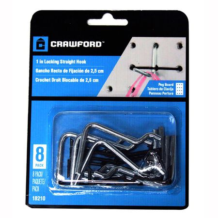 Crawford Zinc Plated Black/Silver Steel 0.05 in. Peg Hooks 1 pk