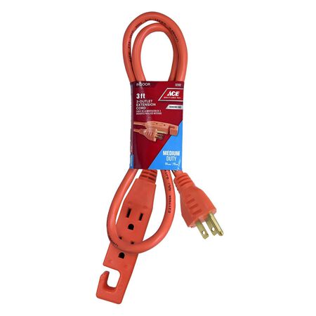 Ace Indoor 3 ft. L Orange Triple Outlet Cord 14/3 SJT