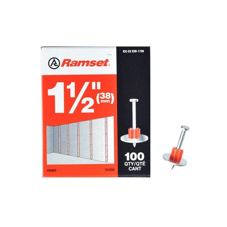 Ramset.3 in. D X 1-1/2 in. L Steel Flat Head Drive Pin with Washer 100 pk