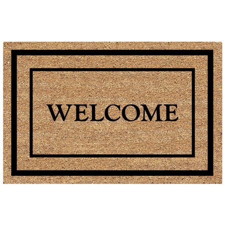 DeCoir 30 in. W X 18 in. L Black/Tan Classic Welcome Border Coir Door Mat