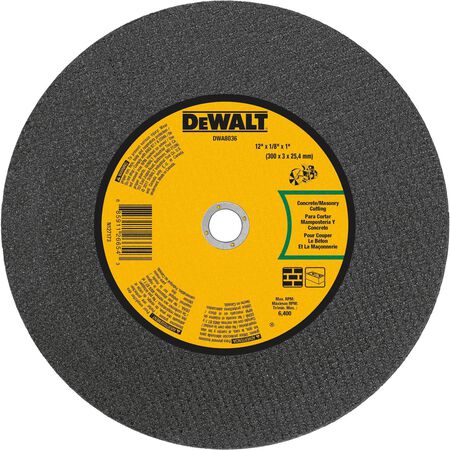 DeWalt 12 in. D X 1 in. X 1/8 in. thick Aluminum Oxide Masonry Cut-Off Wheel 1 pc