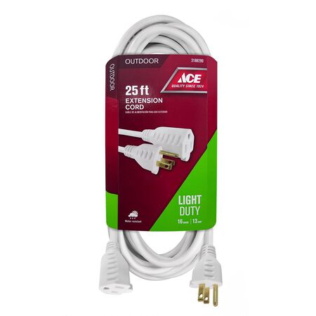 Ace Indoor or Outdoor 25 ft. L White Extension Cord 16/3 SJTW
