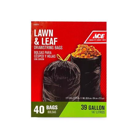 Ace 39 gal Lawn & Leaf Bags Drawstring 1 pk