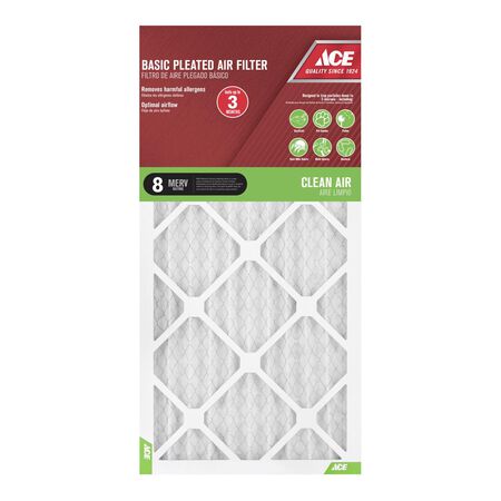 Ace 12 in. W X 24 in. H X 1 in. Synthetic 8 MERV Pleated Air Filter 1 pk