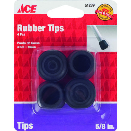 Ace Rubber Leg Tip Black Round 5/8 in. W 4 pk