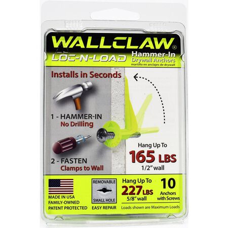 WallClaw Anchors LOC-N-LOAD.25 in. D X 2 in. L Plastic/Steel Pan Head Wallboard Anchors 10 pk