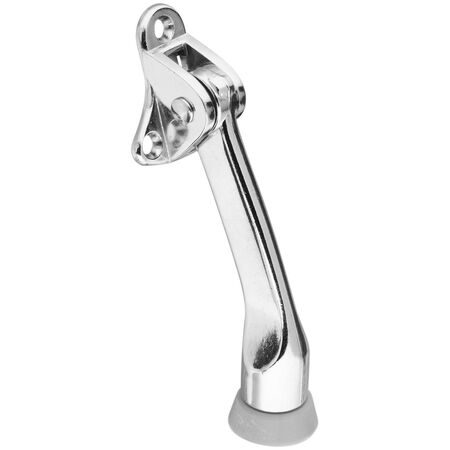 National Hardware Zinc w/Rubber Tip Chrome Silver Kick-Down Door Holder Mounts to door.75 in.