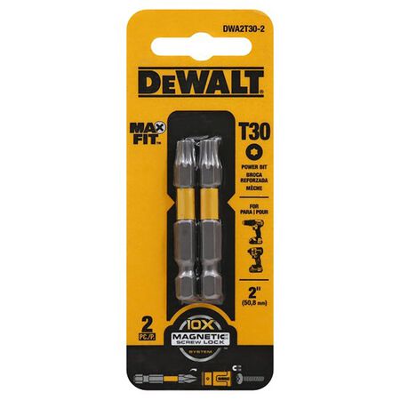 DeWalt Max Fit Torx T30 X 2 in. L Power Bit S2 Tool Steel 2 pc