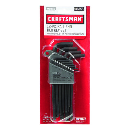 Craftsman Assorted Metric Long and Short Arm Ball End Hex Key Set 13 pc